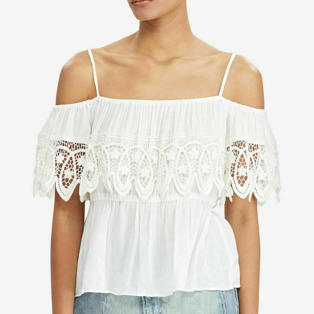 Denim & Supply Ralph Lauren Cotton Crochet Lace Off the Shoulder Top